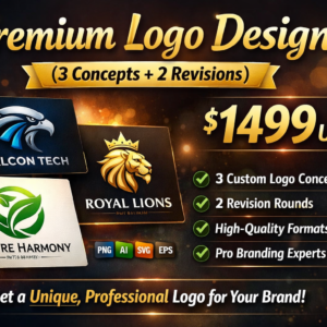 Premium Logo Design (3 Concepts + 2 Revisions)